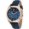 Maserati Orologio da uomo, Collezione Traguardo, movimento al quarzo, cronografo, in acciaio, PVD oro rosa e cuoio - R8871612015