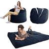 MAXYOYO - Poltrona a sacco, poltrona convertibile che si trasforma da poltrona in letto; grande divano con morbido rivestimento in microfibra, perfetta per il salotto o per giocare, blu scuro,