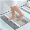 Homaxy Tappeto da bagno in microfibra antiscivolo, morbido e a pelo lungo, tappetino da bagno assorbente, lavabile, 60 x 120 cm, colore: verde/grigio