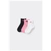 Tezenis 3 Paia Calzini Corti Cotone Senza Bordo Fantasia Bimba Bambina Nero