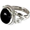 Shanya - Anello etnico in argento 925 con onice, nero, argento, 54 (17.2), cod. SS38