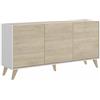 Dekit Credenza Ness 3 ante e 3 ripiani rovere naturale e bianco 75x155x43 cm