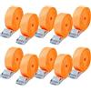 BUCOMTU 10 Cinghie di Fissaggio Impostato,cinghie a cricchetto zinco,25mm x 4 m Cinghie di Tensione,Economico e pratico,DIN EN 12195-2 per motociclette,furgoni,camion con carico fisso(Arancione)
