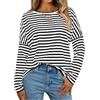 Btofellin Felpa Donna Girocollo a Righe a Maniche Lunghe Sportivo T-Shirt Senza Cappuccio Maglietta Casual Blocchi di Colore Camicie Comodi Tops Indossabile Tutto L'Anno