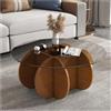 Romyqpipy Tavolino In Vetro Da Salotto con Base In Legno Rotondo Tavolino Da Caffè Diametro 80 Cm Stile Moderno Tavolo Da Cocktail Circolare Tavolino Soggiorno per Il Soggiorno, L'Ufficio