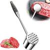 VINATO Batticarne Acciaio Inox con Manico in Legno - 32 cm, Doppia Faccia, Lavabile in Lavastoviglie, per Bistecche, Scaloppine, Pollo & Altro