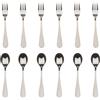 BERGNER Munich - Set di 6 forchette + 6 cucchiai da dessert da 2,5 mm - Placcati in argento - Realizzati in robusto acciaio inox - Lavabili in lavastoviglie - Lavabili in lavastoviglie