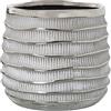 DRW Vaso circolare in ceramica bianco e argento 19 x 17 cm