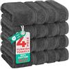 American Soft Linen Asciugamani di lusso per il bagno, 600 g/m², 100% cotone, set di 4 asciugamani turchi da 600 g/m², asciugamani per il viso per cucina, asciugamani grigio scuro