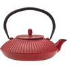Karaca Teiera giapponese in ghisa, 800 ml, teiera turca in ghisa, con infusore per foglie sfuse e bustine di tè, bollitore giapponese Tetsubin, rosso nero