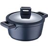 MasterPRO Indigo - Pentola da cucina con coperchio 20 x 10 cm - Casseruola in alluminio pressofuso antiaderente - Rivestimento antiaderente Xylan Plus - Manici morbidi al tatto - Tutti i piani cottura