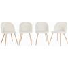 FurnitureR Set di 4 comodi e morbidi, in tessuto ciniglia beige con gambe in metallo, sedie da soggiorno in conchiglia, per cucina e sala da pranzo, 46 x 49 x 77 cm