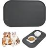 Octonyluck Tappetino Impermeabile in Silicone per Ciotole di Cani e Gatti, Antiscivolo, Facile da Pulire, Sicuro per Alimenti, Disponibile in Diversi Colori, 44x27cm, Nero