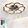 Fachae Fiore Ventilatore Da Soffitto Con Luce E Telecomando,Dc 6 Velocità Lampadario Con Ventilatore Da Soffitto,Led Dimmerabile,Funzione Di Memoria Silenzioso,Per Soggiorno Camera Da Letto,App,Nero