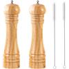 BINHAI Macina sale e pepe, set macina pepe in legno Kit macina sale e pepe Macina manuale solida con robusti macinini in ceramica regolabili 2 pezzi 8 pollici