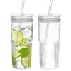 Vegena Tazze Di Vetro Con Coperchi E Cannucce,2 Pezzi 600ml Bicchieri Lattina Con Coperchi,Barattolo Di vetro Con Coperchio E Cannuccia,Bicchiere Vetro Con Cannuccia Per Birra,Soda Cocktail