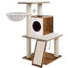 Feandrea Albero per Gatti, Tiragraffi, Casetta per Gatti con Scomparto per Lettiera, Supporto per Ciotola Rialzato, Palo in Sisal, Tappeti Lavabili, Marrone Vintage PCT312X01