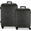 Disney Mickey Good Trip - Set di valigie, 55/70 cm, rigido, 5,65 kg, chiusura TSA, ABS, 5,65 kg, 136,61 l, allungabile, bagaglio a mano, nero, Talla única, Nero, taglia unica, Set di valigie