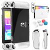 Teyomi Custodie compatibili con Nintendo Switch OLED, Trasparente Cover Compatibile con Switch OLED, Soft TPU Joy-Con Cover Hard PC Dockable Custodia protettiva per Switch OLED con 6 tappi Joystick