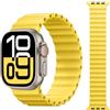 CeMiKa Cinturino Sportivo Ocean Solo Loop per Apple Watch 49mm 46mm 45mm 44mm 42mm, Compatibile con iWatch Ultra 2 Ultra Serie 10 9 8 7 6 5 4 3 2 1, Silicone, Giallo