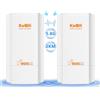 KuWFi Ponte Wireless Esterno, 5.8G Wireless Bridge 900Mmbps, 12dBi antenna wifi lunga distanza con display a LED, Soluzione di Trasmissione 2KM, Accesso Point wifi per telecamera/Starlink Router