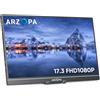 ARZOPA Monitor portatile, monitor portatile da 17,3 pollici, 1920x1080 Full HD, 100% SRGB IPS Monitor mobile esterno con HDMI/Type-C/USB-C, per laptop/PC/Mac/PS5/Xbox