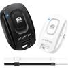 ATUMTEK Telecomando per Fotocamera per iPhone e Smartphone Android (Confezione da 2), Pulsante Wireless per Foto e Video (Bluetooth 5.2), con Laccetto da Polso, Nero & Bianco