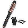 Qingning Spazzola Termica 38mm, Thermal Brush con Display Digitale LCD 120-200 ℃, Spazzola Arricciacapelli per Capelli Ricci, Spazzola Rotonda Spazzola Lisciante per Capelli Lunghi e Corti (Dorato)