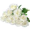 Woltoy 12 Pezzi Rose Finte, Artificiali Deco White Fiori Finti Per Cimitero Di Seta Bianca Artificiale, Fiori Finti Per Giardino, Festa Di Matrimonio, Interni ed Esterni