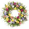 Betylifoy Corona di Primavera per la Porta d'Ingresso 51CM Grande Corona Artificiale Pansy Fiore Artificiale Verde Corona per Porta Finestra Parete Decorazione