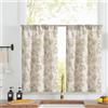 TOPICK Set di 2 tende a pannello, in lino, a forma di fiore, H60 x 65 cm, per soggiorno, colore marrone su beige