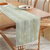 EOAMGO Runner da tavolo, 160 x 32 cm, stile rustico, nappe in cotone e canapa, runner da tavolo, moderno, lavabile, per decorazione da tavolo, decorazione boho, feste, Natale (verde salvia)