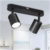 TaFiCo Faretto da Soffitto LED 2 Luci - Lampada da Soffitto GU10 Nero - Plafoniera LED Moderno Orientabile - Faretti Soffitto per Soggiorno Camera da Letto Cucina - Senza Lampadina