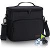 Gloppie Borsa Termica Isoterma Borsa per il Pranzo Borsa Frigo Pieghevole per Ufficio Mare Spiaggia Picnic Campeggio Viaggio Barbecue Lavoro Scuola Borsa da Pranzo Portatile, Nero
