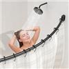 Strength Enemy Asta per tenda da doccia in acciaio inox 304, con 18 anelli in acciaio inox e design telescopico, regolabile da 140 a 200 cm, per vasca da bagno e bagno, foratura, colore: nero
