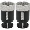 DT-DIATOOL Punte per Trapano Diamantate 2 Pezzi 35mm per Perforazione a Secco Piastrelle Porcellana Marmo Ceramica Granito