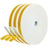 GUKOY Nastro Sigillante Autoadesivo, 12 x 3mm/15M per porte Finestre e Finestre, Guarnizione in Gomma per Sigilli di Collisione, Bianco