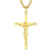 FANCIME Collana crocifissa in argento sterling 925, placcato oro bianco/oro, ciondolo in acciaio inox, per uomo, ragazzi e bambini, lunghezza: 60 cm
