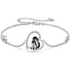 REDSUN Bracciale con pinguino, in argento Sterling 925, con pinguino, per le donne con cuore e pinguino, per gli amanti dei pinguini, regali di Natale, Große, nan, pietra di luna