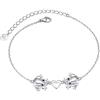Flyow Braccialetto regolabile in argento Sterling S925 con tartaruga/rana/coniglietto a forma di cuore, per donne, adolescenti, ragazze, regolabile, con animali, 7 inch, Argento sterling