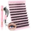 Glowing Win Ciglia Finte Ciuffetti Kit Extension Ciglia Finte Naturali con Colla Ciuffi Ciglia Finte fai da te con Bond e Remover 60D D Curl Cluster Lashes Individual Eyelashes Mix8-16mm