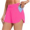 AKKQHH Pantaloncini sportivi da donna, corti con tasca, estivi, traspiranti, ad asciugatura rapida, per corsa, fitness, yoga, allenamento, Colore: rosa., S