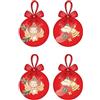 THUN - Set 4 Palline di Natale Rosse in Poliestere, Versione Piccola, Addobbo Natalizio per Albero di Natale, Idea Regalo, Ø 6 cm