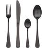 BERGNER Munich - Set di posate da 24 pezzi, 6 coltelli, 6 forchette, 6 cucchiai e 6 cucchiaini, acciaio inossidabile 18/10, design moderno e all'avanguardia, lavabile in lavastoviglie, nero opaco