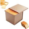 EVDZNA Teglia per pane con coperchio, 14 x 12,2 x 11,2 cm, antiaderente per pane tostato, teglia per toast, torte, oro