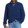 Juneyou Maglione da uomo in cashmere, chiusura lampo casual, maglione basico, cerniera 1/4, colletto alto, polo, Blu scuro, M