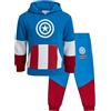 Marvel Set di 2 tute in pile con motivo Capitan America Spiderman, felpa con cappuccio e pantaloni della tuta, per ragazzi (3T-7), Capitan Blue, 6
