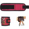 Yosugar Regali per uomini, set di bracciali magnetici per artigiani, regolabili in velcro, pratici regali divertenti per uomini (nero-rosso, 3 file con 9 magneti)