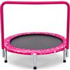 COSTWAY Trampolino Elastico per Bambini, Tappeto Elastico Pieghevole per Bambini con Copertura, Cuscinetti Antiscivolo e Maniglia, Carico Massimo 150 kg (Rosa)