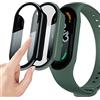 Msm-case [2 Pezzi Nero+Verde con Pellicola Protezione Schermo Vetro Temperato per Xiaomi Mi Band 7, 9H Durezza PC Case,Bumper,Sottile Case Protettiva Completa per Smart Mi Band 7